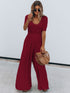 Scoop Neck Short Sleeve Jumpsuit - Odaingerous
